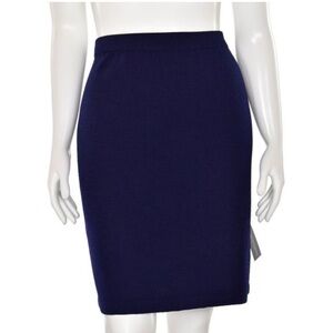 St. John Basics Above the Knee Santana Knit Skirt in Navy SZ 6